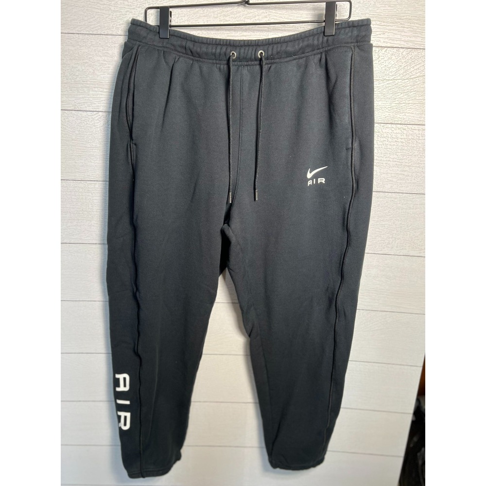 Nike SPORTSWEAR AIR FRENCH TERRY PANTS Men Black XL 34x27 Swoosh White